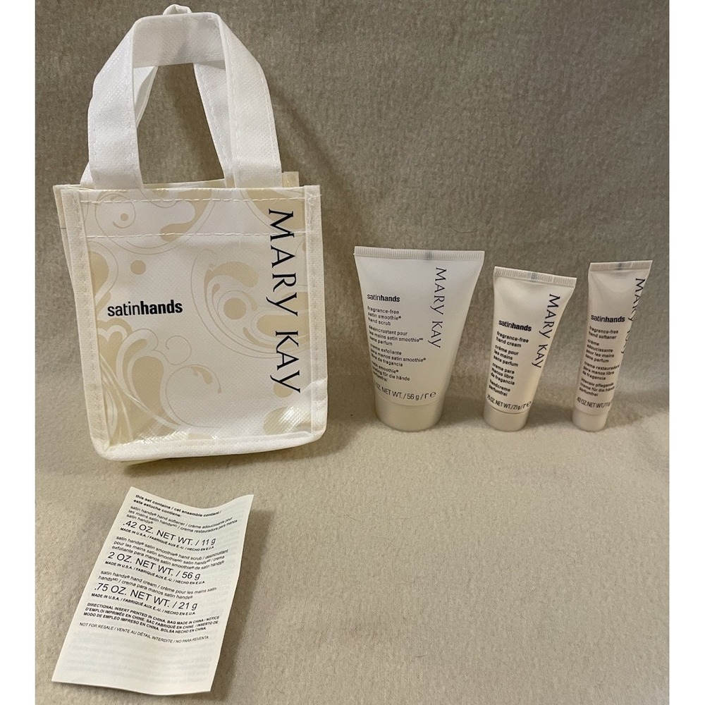 Mary Kay Fragrance Free Satin Hands Pampering Set Deluxe MINI Travel Size In Bag